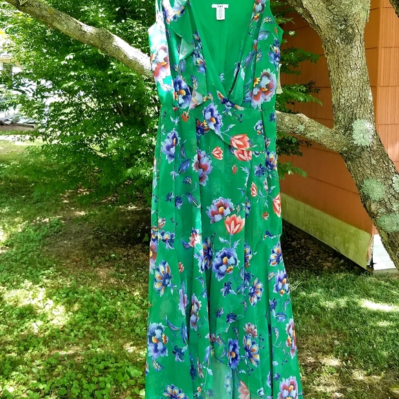 FLOWING GREEN FLORAL SUMMER DRESS/XL/VERY GARDEN PARTY - Picture 3 of 5